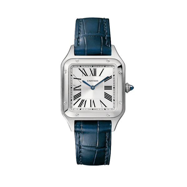 Cartier Santos Dumont Silver Leather 27.5mm