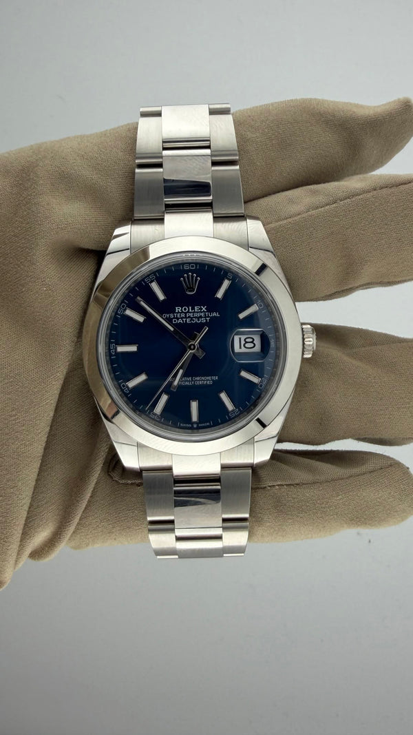 2026 RLX Date-Just Blue Stick Dial 126300 (Watch, Card, Box & Booklets)
