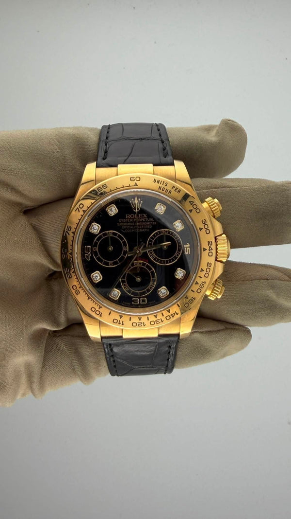 2005 RLX Dayton.a Black Diamond Dial 116518 (Watch, Papers, Box,White tag & Booklets)