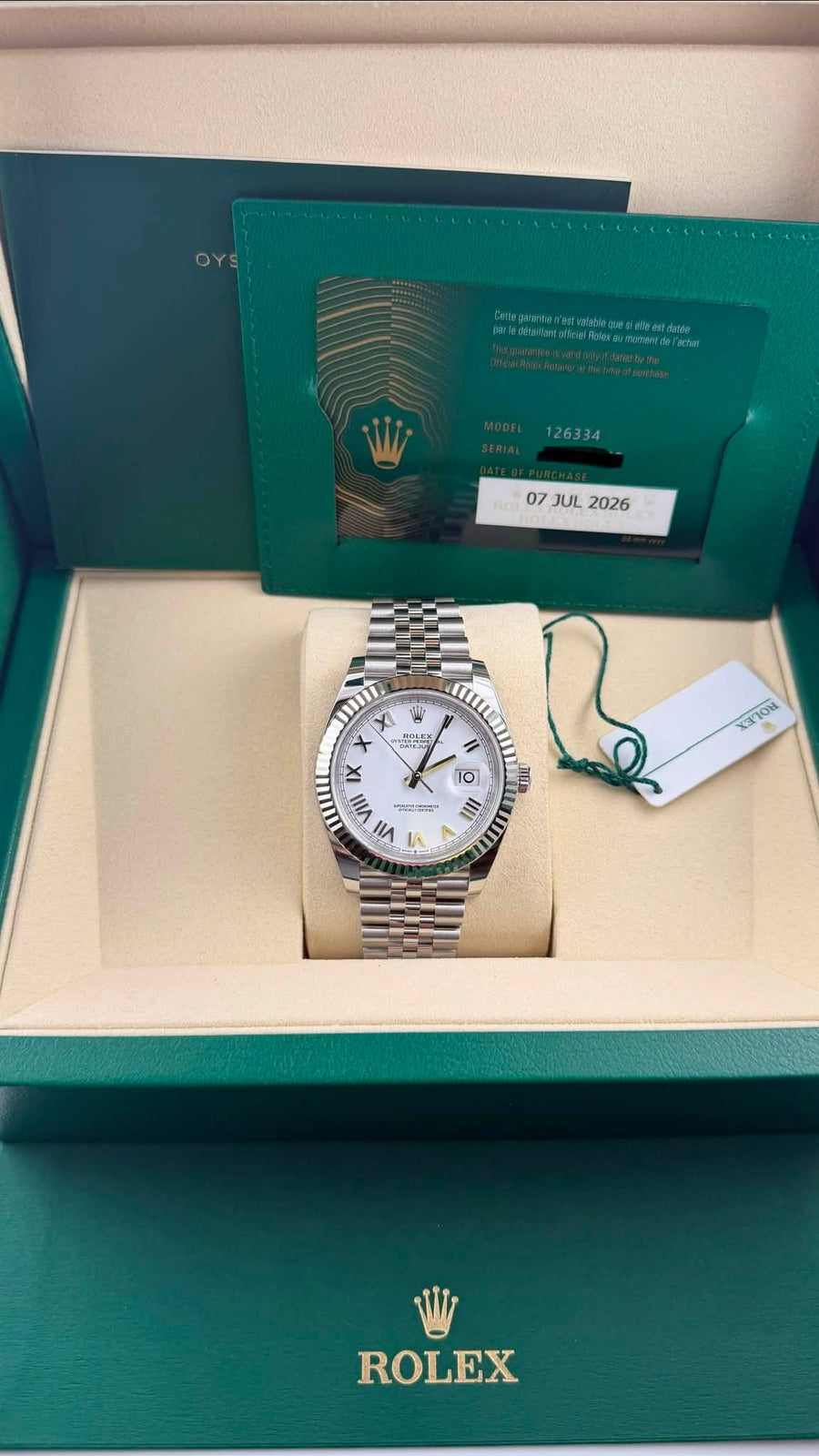 2026 Rolex Date-Just 41 White Roman Dial 126334 (Watch, Card, WT, Box & Booklets) - Image 1