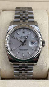 2017 Rolex Date-Just 36 Silver Stick 116234 (Watch,Card,Box and Booklets) - Thumb 1