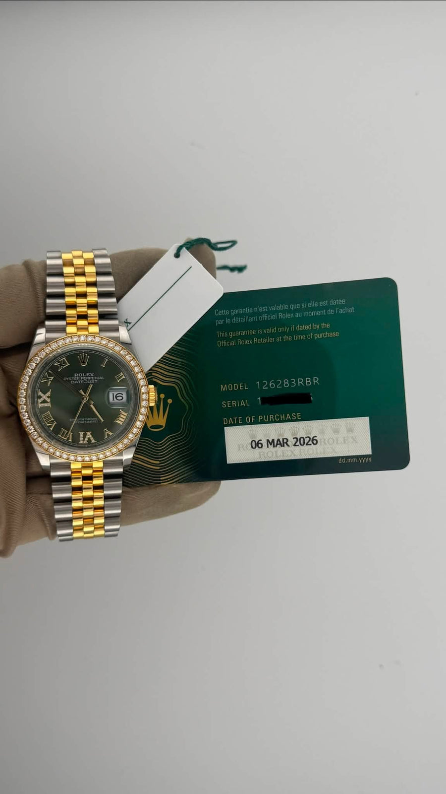 2026 Rolex Date-Just 36 Two Tone Green Roman Dial 126283RBR (Watch,Card,WT Box & Booklets) - Image 2