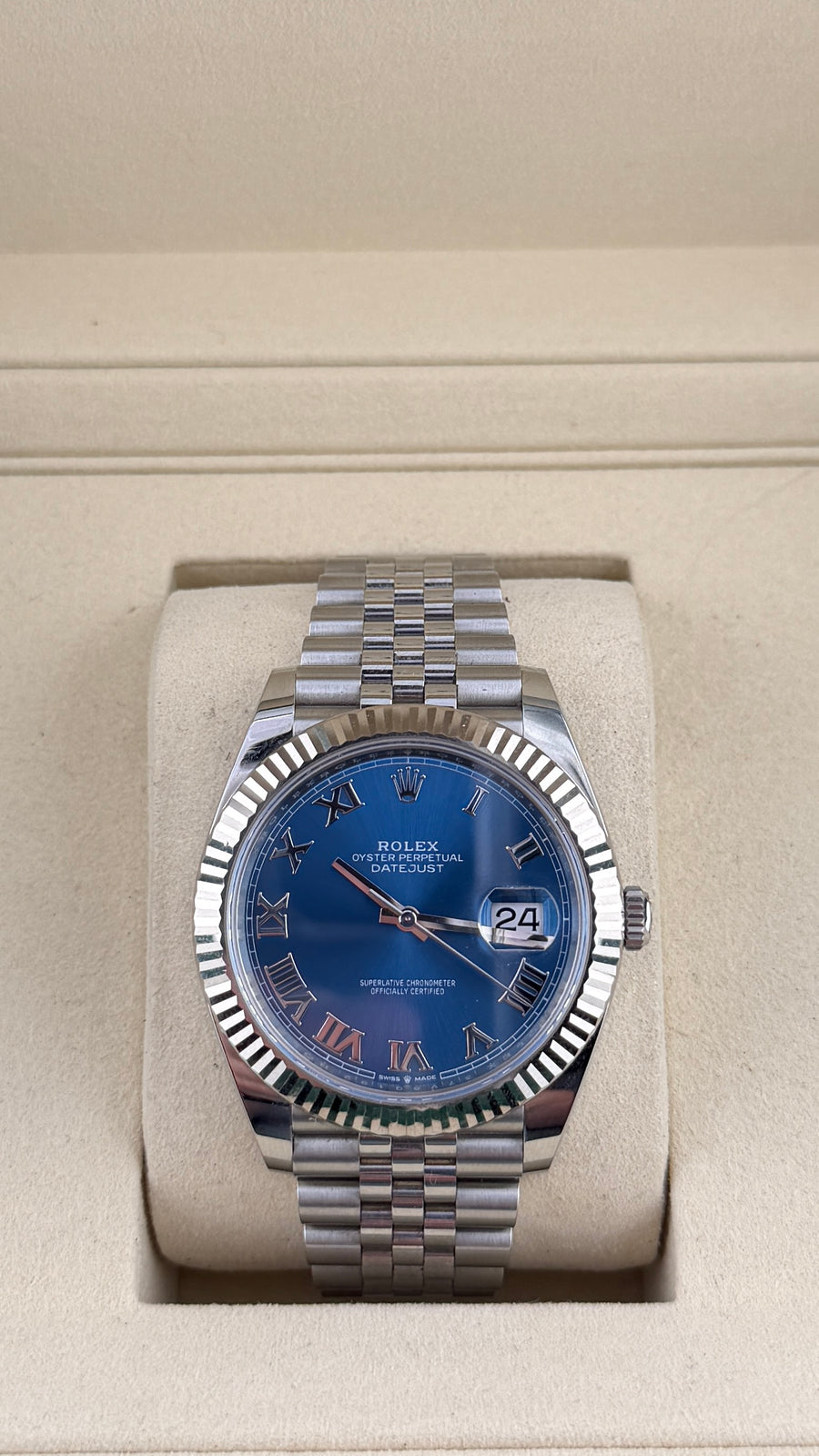 2024 Rolex Date-Just Blue Azzuro 126334 (Watch, Card & Box) - Image 1