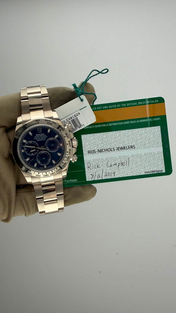 2019 New Rolex Daytona 40mm 18k White Gold Blue Dial Ref. 116509 (Watch, Card, WT)