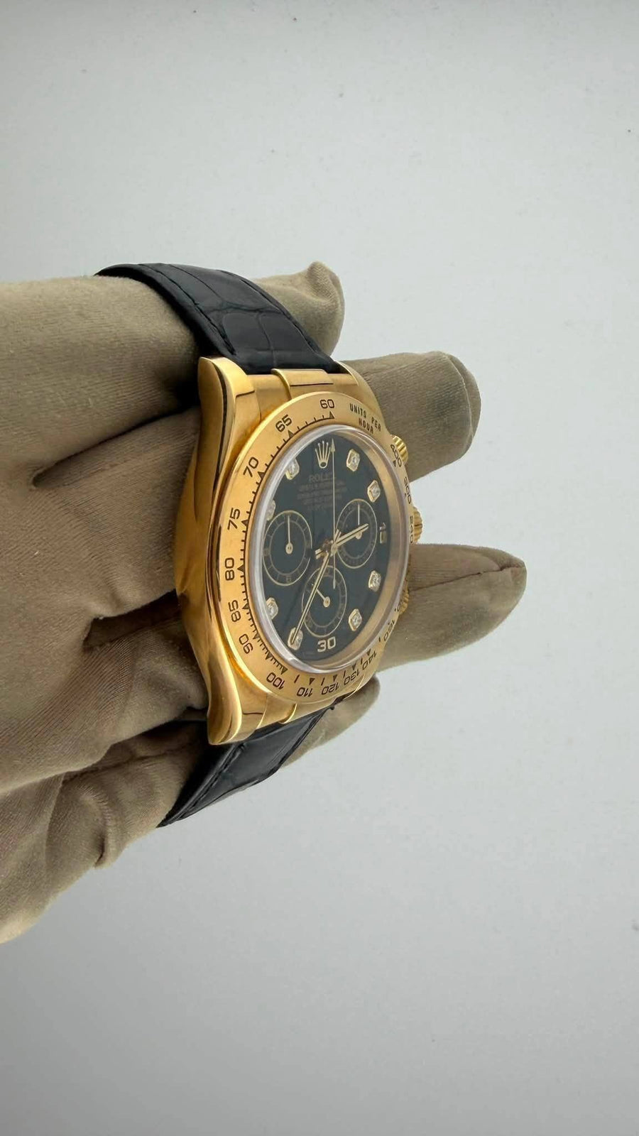 2005 Rolex Daytona Black Diamond Dial 116518 (Watch + Papers + WT + Factory Leather Straps) - Image 5