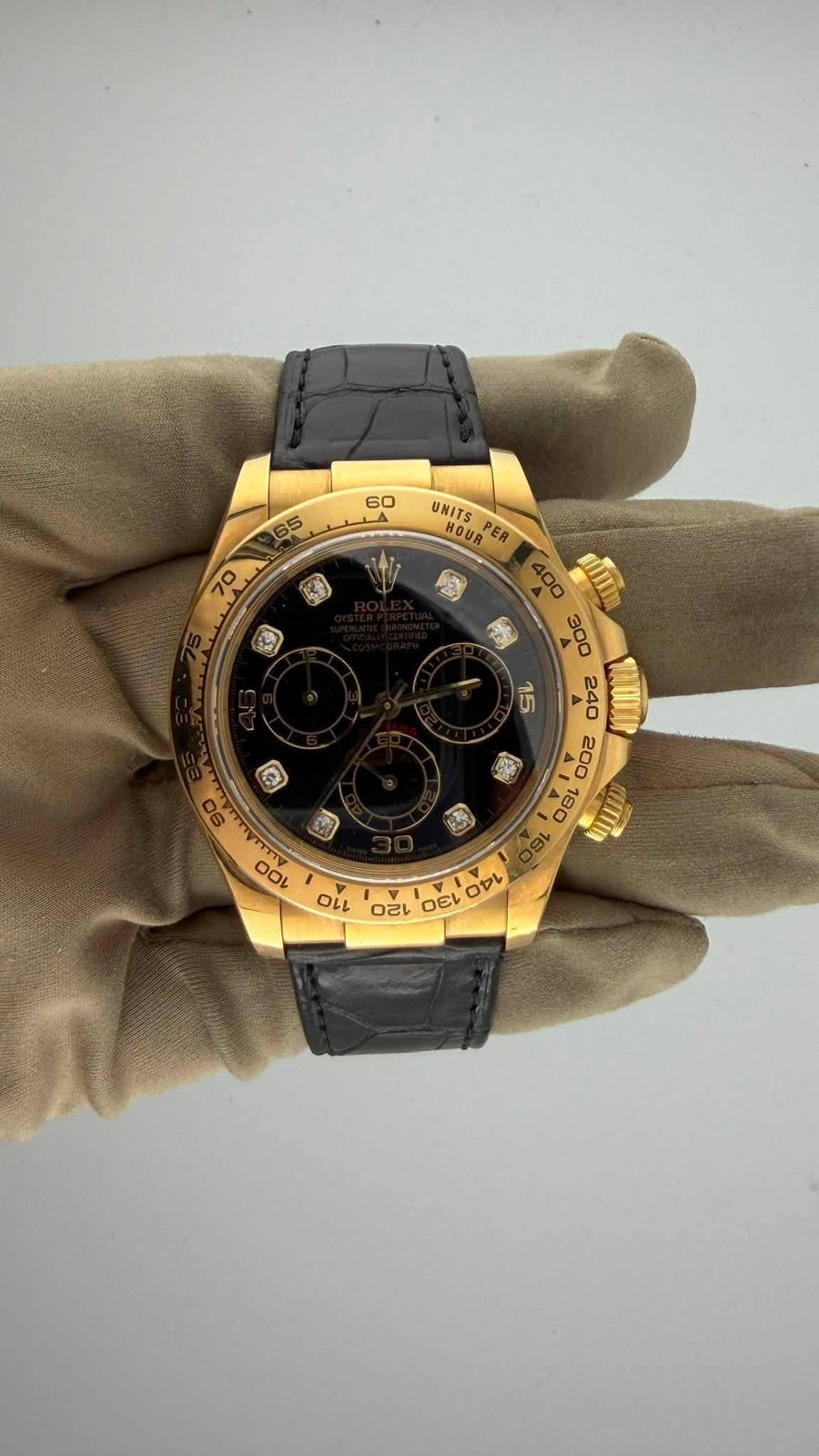 2005 Rolex Daytona Black Diamond Dial 116518 (Watch + Papers + WT + Factory Leather Straps) - Image 3