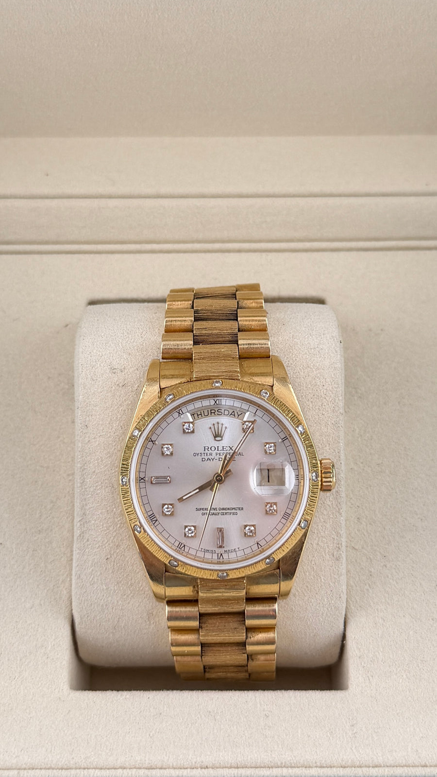 1987 Rolex Day-Date Bark Finish 18078 (Watch & Box) - Image 1