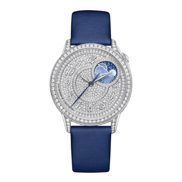 Vacheron Constantin Égérie Moon Phase Diamond Pave Alligator Leather 37mm