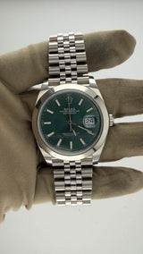 2025 Rolex Datejust 41 Green Stick Dial 126300 (Watch + Card + WT) - Thumb 3