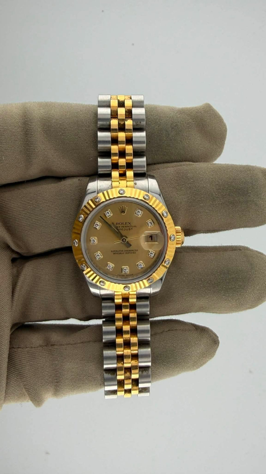 2006 Rolex Datejust 26 Champagne Diamond Dial & Bezel 179313 (Watch + Paper + WT) - Image 3