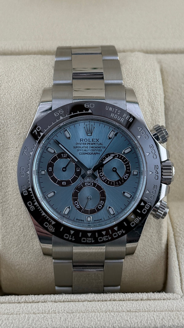 2022 Rolex Daytona Platinum Ice Blue Dial 116506 ( Watch,Box,Cards,Booklets,2X Tags)