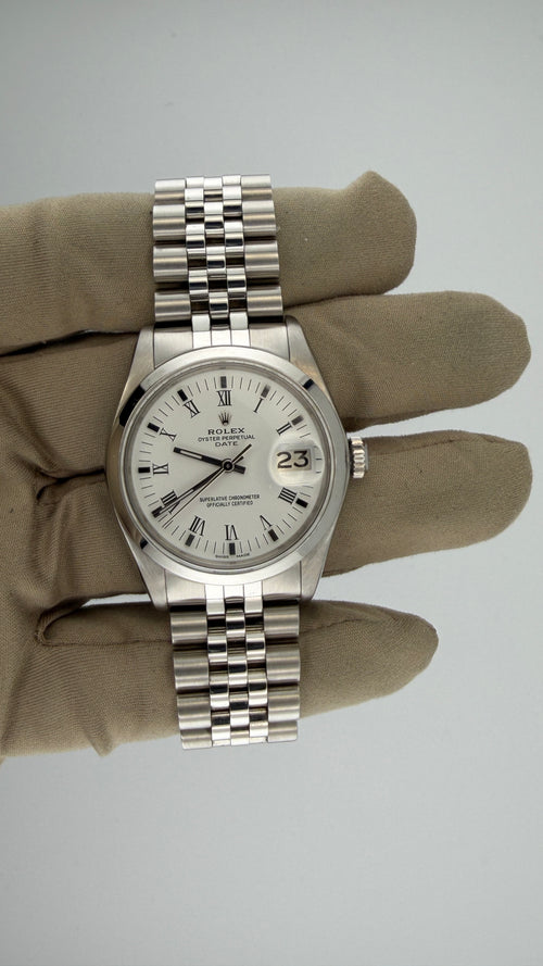 1975 Rolex Oyster Date 34 White Roman Dial 1500 (Watch, RSC & Box)