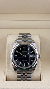2023 Rolex Date-Just Black Stick 126334 (Watch, Card & Box) - Thumb 1