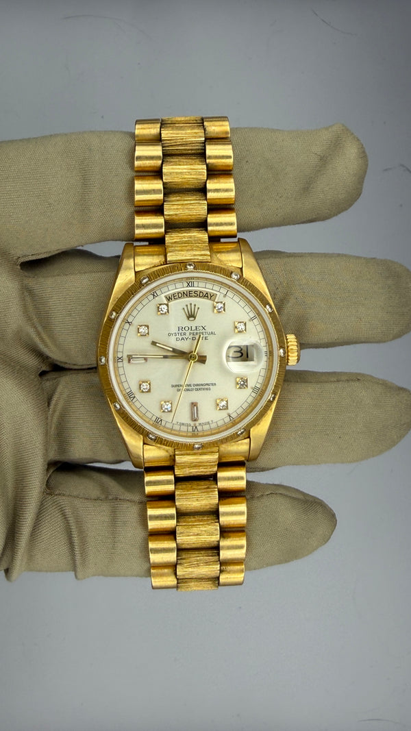 1987 Rolex Day-Date Bark Finish 18078 (Watch & Box)