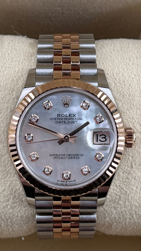 2023 Rolex Date-Just 26 Mother Of Pearl Diamond Dial 278271 (Watch,Box,Card & Booklets)