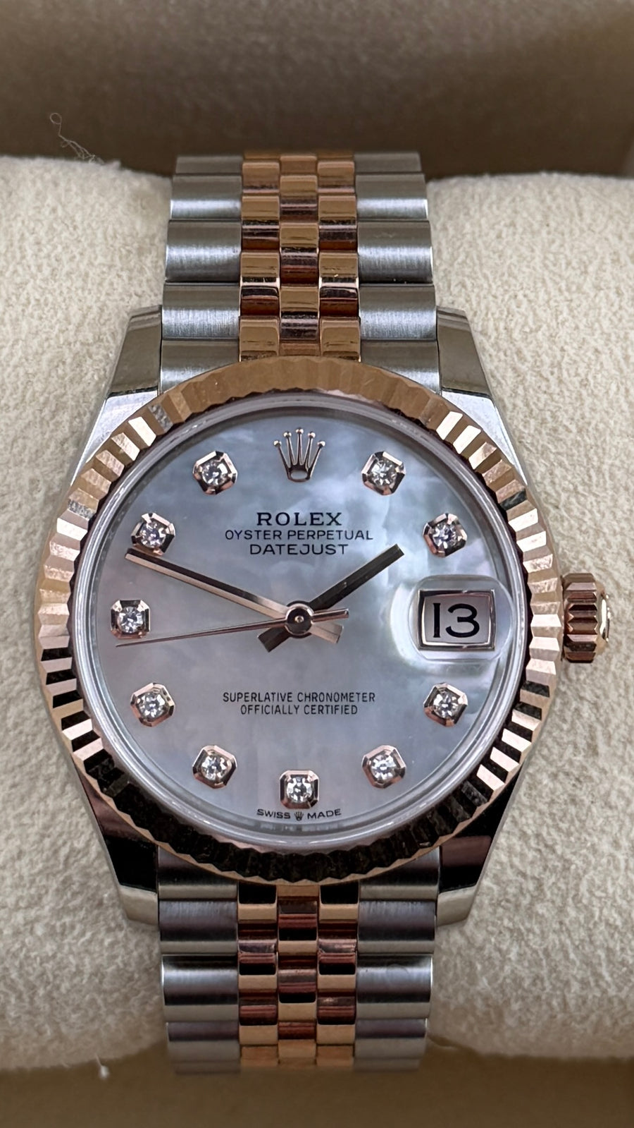 2023 Rolex Date-Just 26 Mother Of Pearl Diamond Dial 278271 (Watch,Box,Card & Booklets) - Image 1