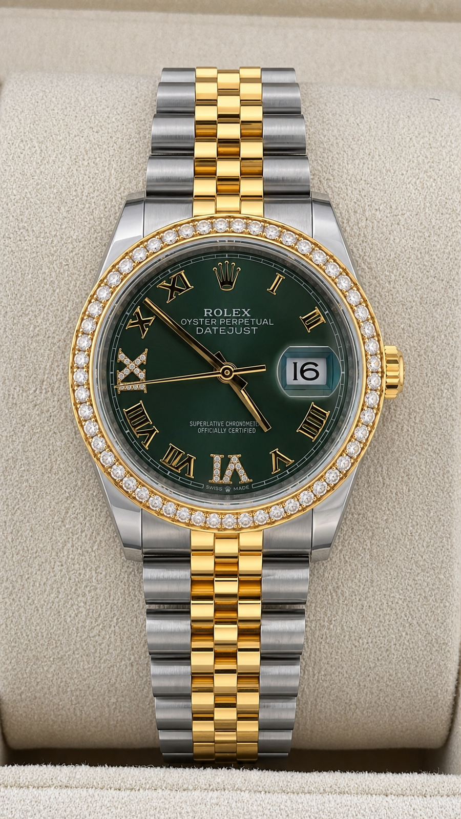 2026 Rolex Date-Just 36 Two Tone Green Roman Dial 126283RBR (Watch,Card,WT Box & Booklets) - Image 1