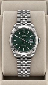 2025 Rolex Datejust 41 Green Stick Dial 126300 (Watch + Card + WT) - Thumb 1