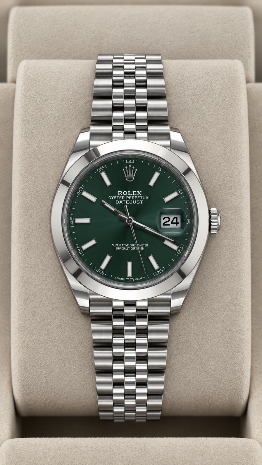 2025 Rolex Datejust 41 Green Stick Dial 126300 (Watch + Card + WT) - Image 1