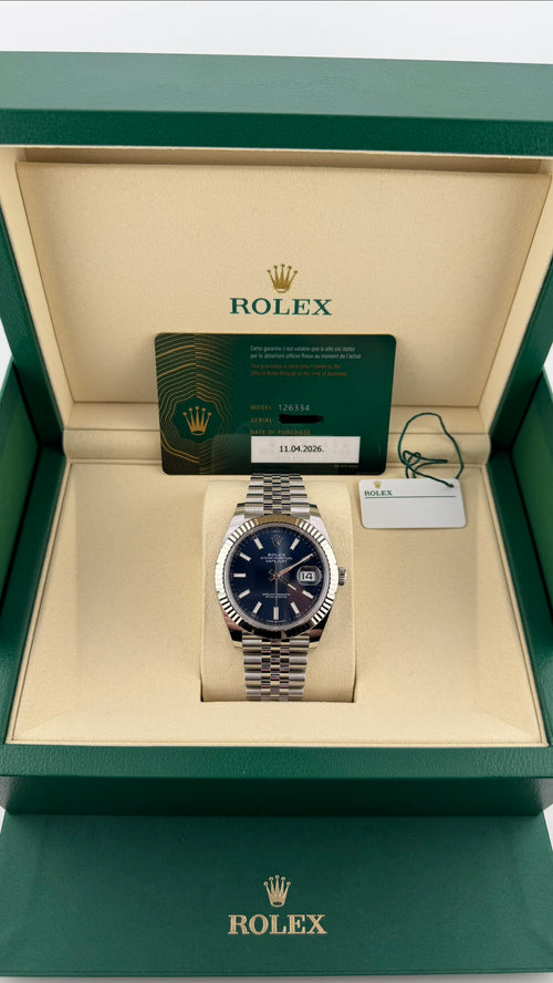 2026 New Rolex Date-Just Blue stock Dial 126334 (Watch, Card & Box)