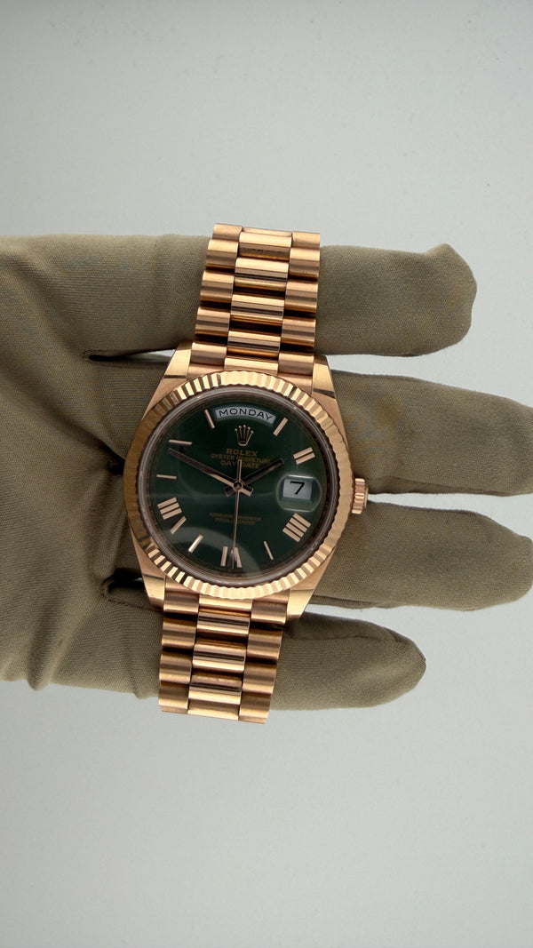 2020 Rolex Day Date 40 Olive Dial 228235 (Watch,Box,Card,2X Tags)