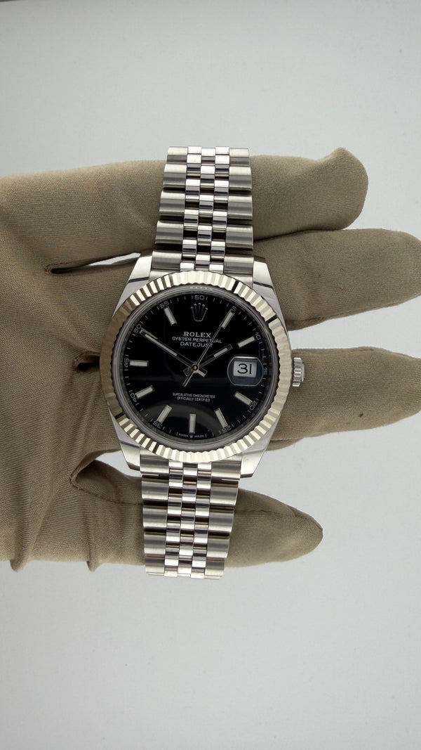 2023 Rolex Date-Just Black Stick 126334 (Watch, Card & Box)