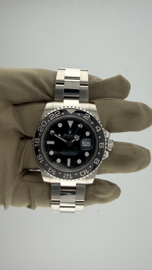 2008 Rolex GMT MASTER II Black Dial 116710 (Watch, Card, WT, Box & Booklets)