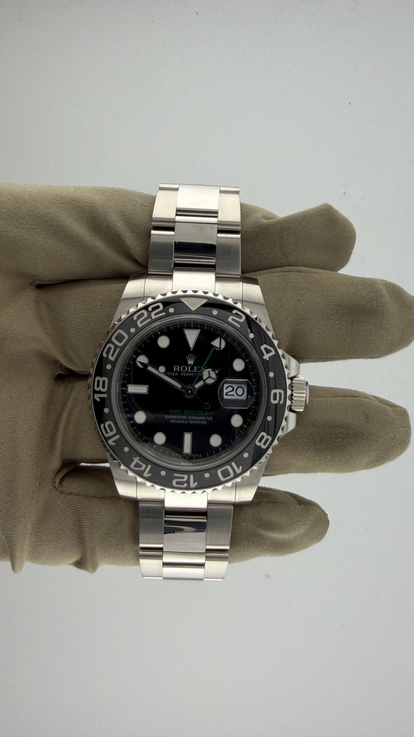 2008 Rolex GMT MASTER II Black Dial 116710 (Watch, Card, WT, Box & Booklets)