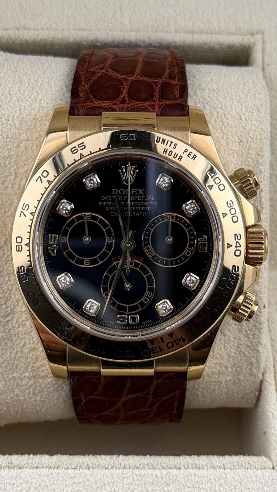 2005 RLX Dayton.a Black Diamond Dial 116518 (Watch, Papers, Box,White tag & Booklets) - Image 1