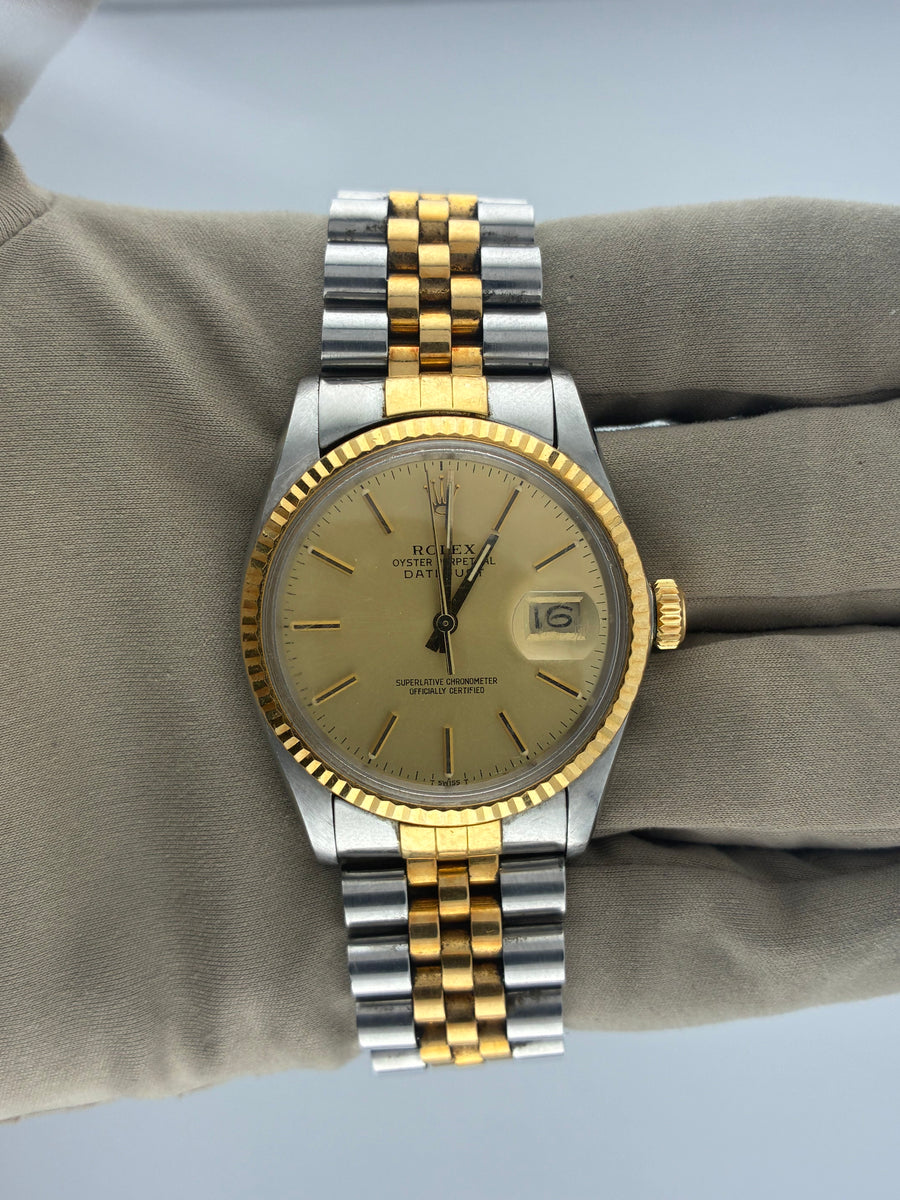 1984 Rolex Date-Just 36 Champagne Dial 16013 (Watch, Card, WT, Box & Booklets) - Image 1