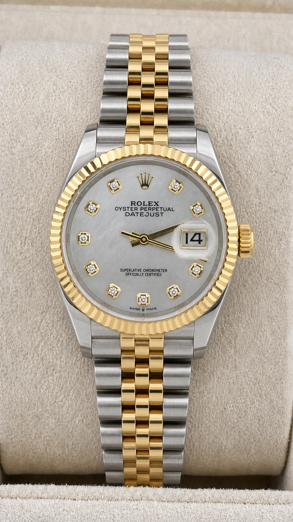2023 New Rolex Datejust 36mm Two-Tone Mother-of-Pearl Diamond Dial Ref. 126233 (Watch, Card)