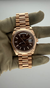 2025 New Rolex Day-Date 40 18k Everose Gold Chocolate Dial Ref. 228235 (Watch, Card, WT) - Thumb 6