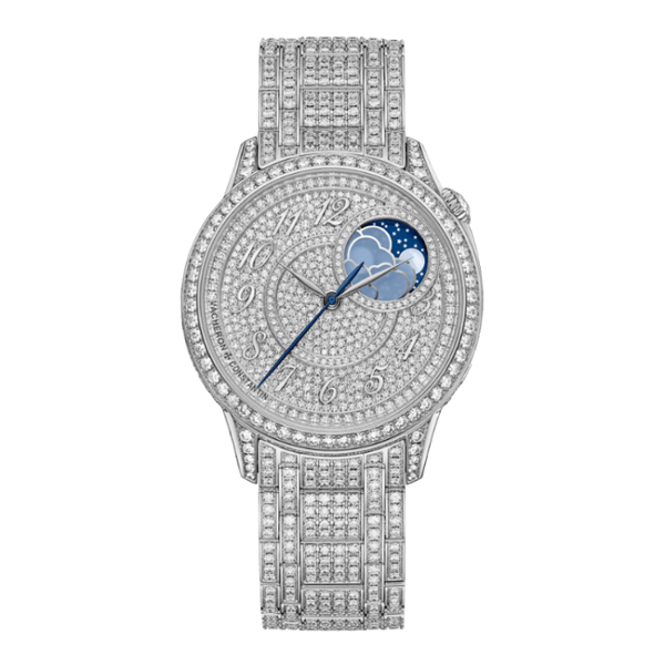 Vacheron Constantin Égérie Moon Phase Diamond Pave White Gold 37mm