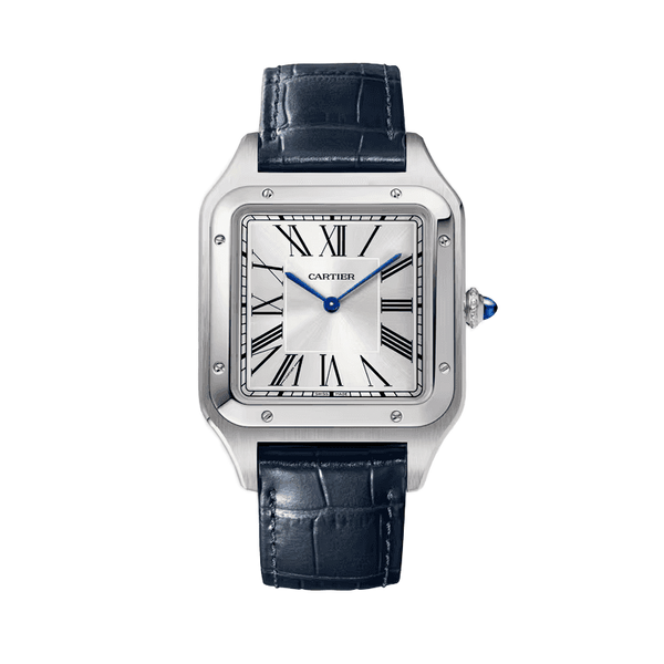 Cartier Santos Dumont Silver Leather 33.9mm