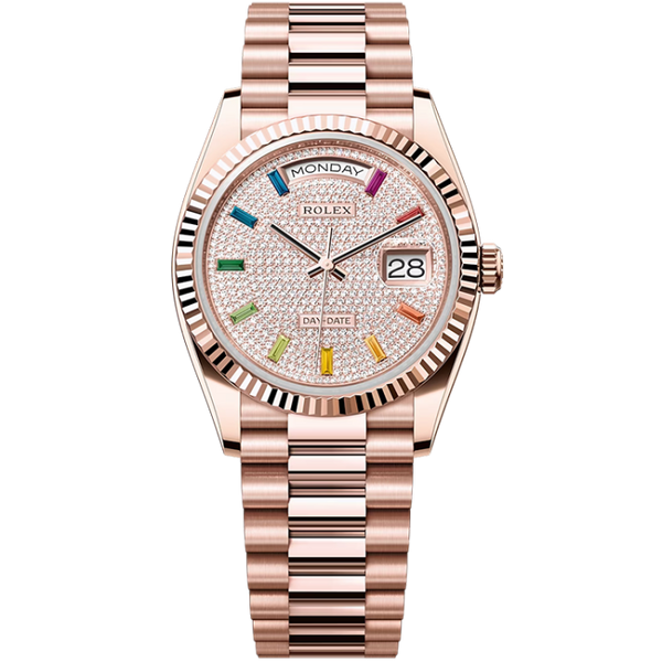 Rolex Day-Date Diamond Pave Rose Gold 36mm